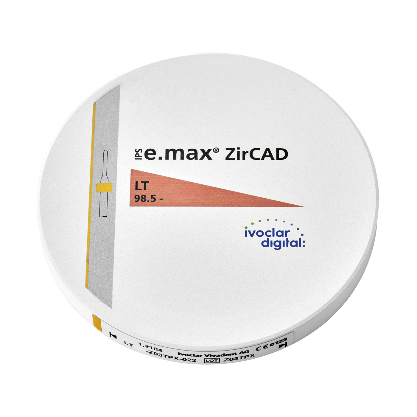 Ivoclar IPS e.max ZirCAD LT CAD/CAM-Rohling, ø 98,5 x 12 mm, 2
