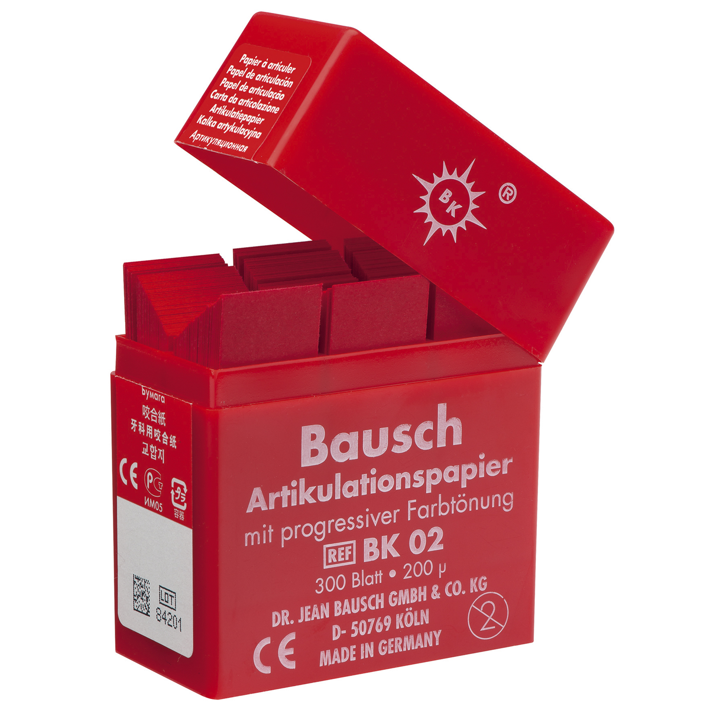 Bausch Articulation Paper, Plastic Box, Red
