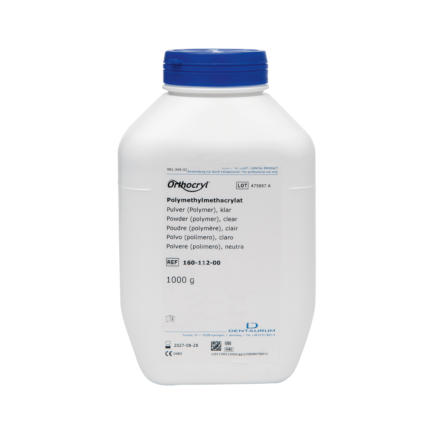 Dentaurum Orthocryl orthodontic resin, powder, clear